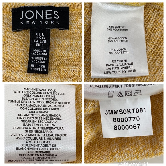 Jones New York Yellow Marled Knit Lightweight Short Sleeve Sweater, Large - Picture 16 of 16